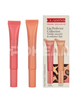 Clarins Natural Lip Perfector Set 24ml - #01 Rose Shimmer 12ml/ #02 Apricot Shimmer 12ml 1