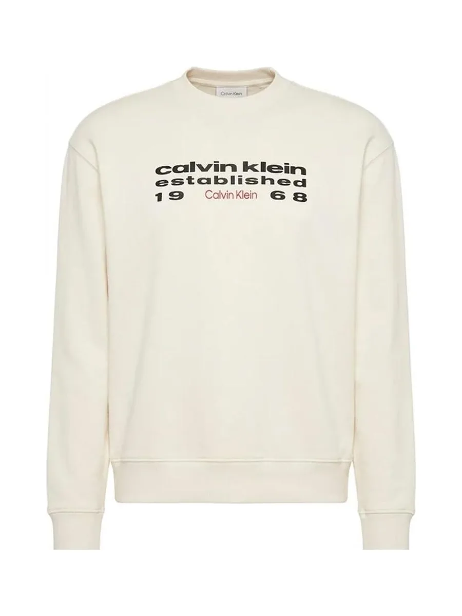 Pull Beige Homme Calvin Klein Jeans Terry Stckd 2