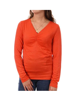T-shirt Orange à rayures Femme Pieces Tamara 1