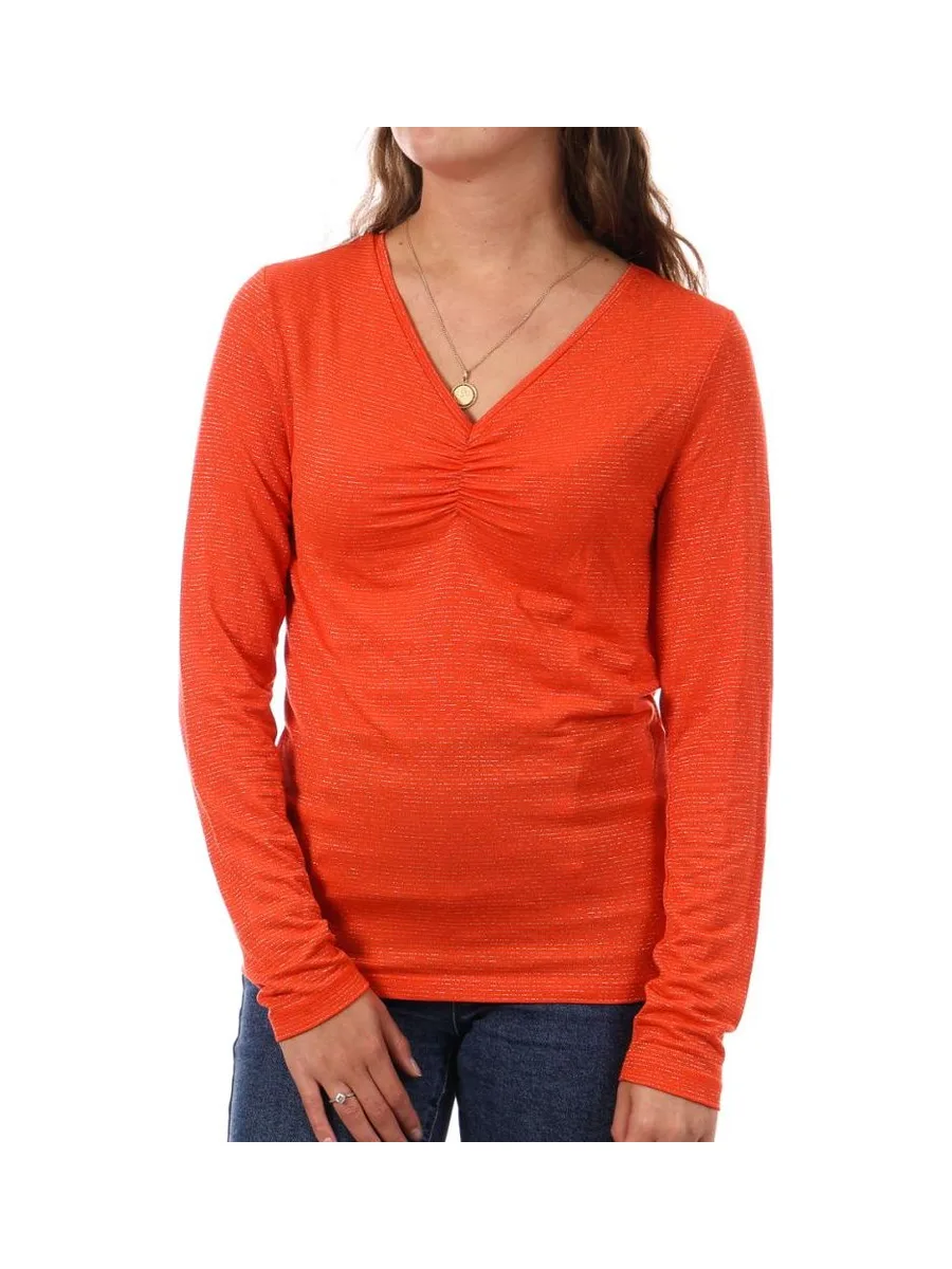 T-shirt Orange à rayures Femme Pieces Tamara 2