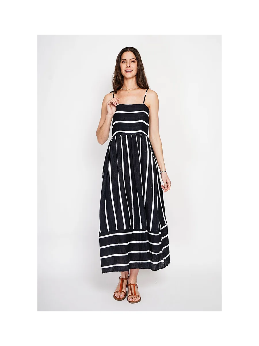 Robe Longue d'Été à Bretelles Rayée 9
