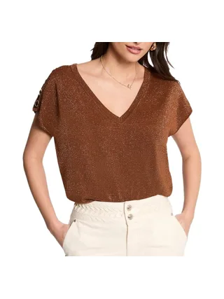 T-Shirt Marron/Doré Femme Morgan MRING 1