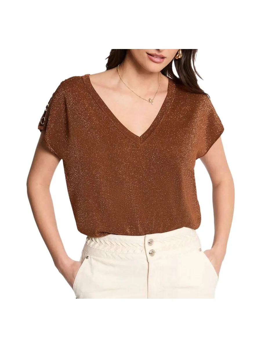 T-Shirt Marron/Doré Femme Morgan MRING 1