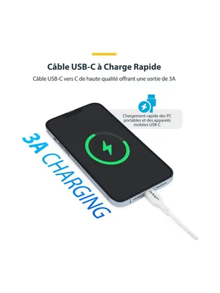3m White USB-C Charging Cable 60W PD 6