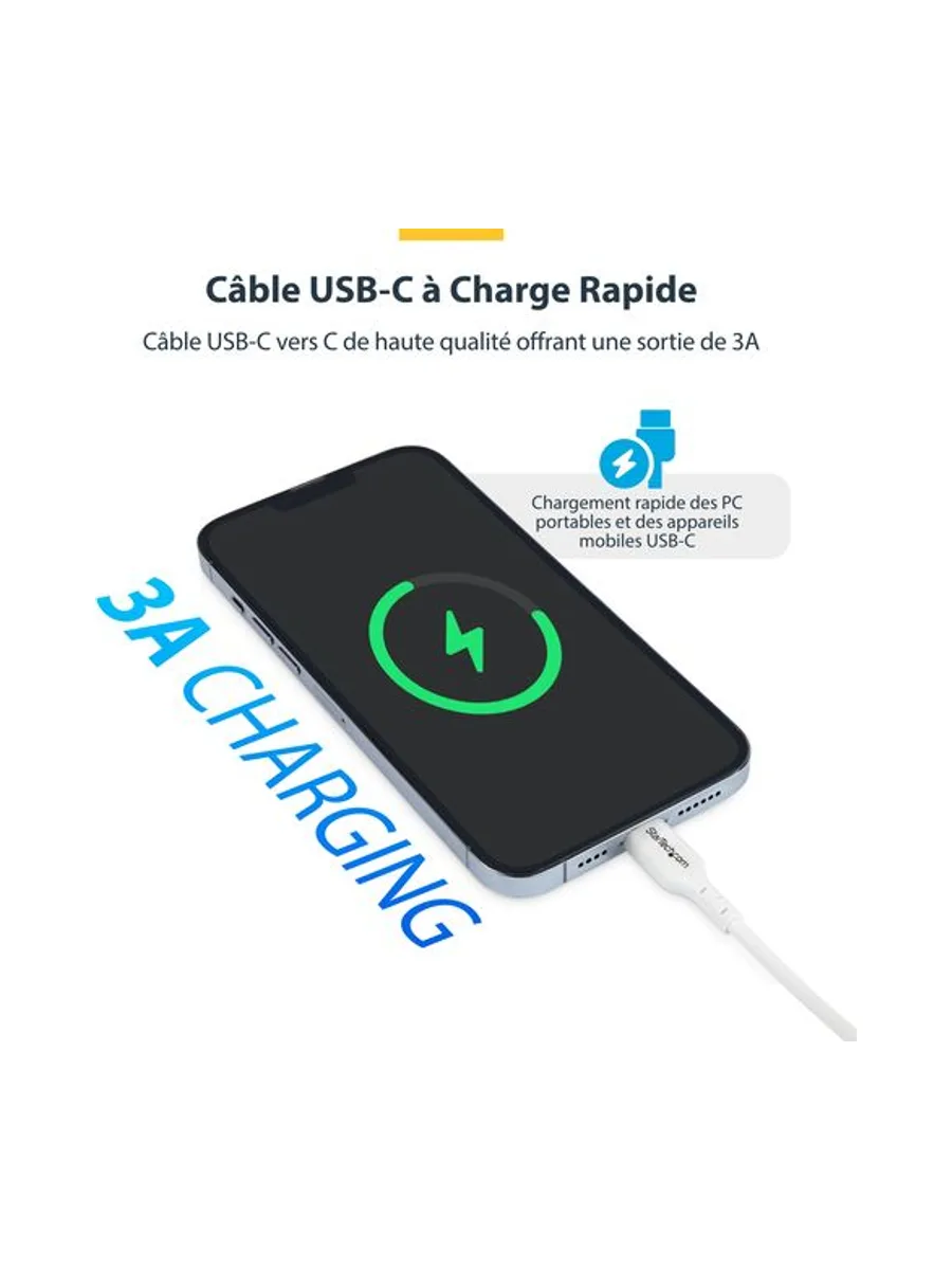3m White USB-C Charging Cable 60W PD 6