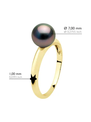 Bague Jonc Véritable Perle de Tahiti Ronde 7.5-8 mm — Or Jaune 375 Millièmes 2