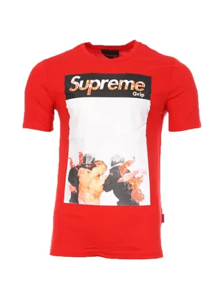 T-shirt Rouge Homme Supreme Grip Police 1