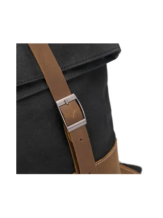 NES - Sac à dos en cuir véritable et toile enduite - Bleu 31