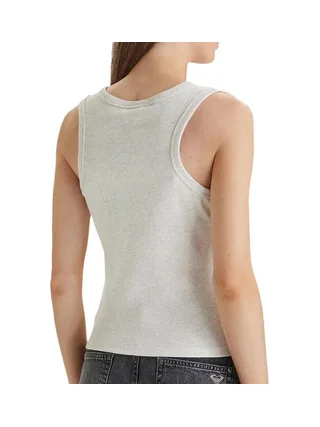 Débardeur Blanc Grisé Femme Calvin Klein Jeans A Woven Label 2