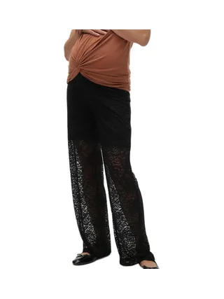 Pantalon en Dentelle Noir Femme Mamalicious Barbara 1