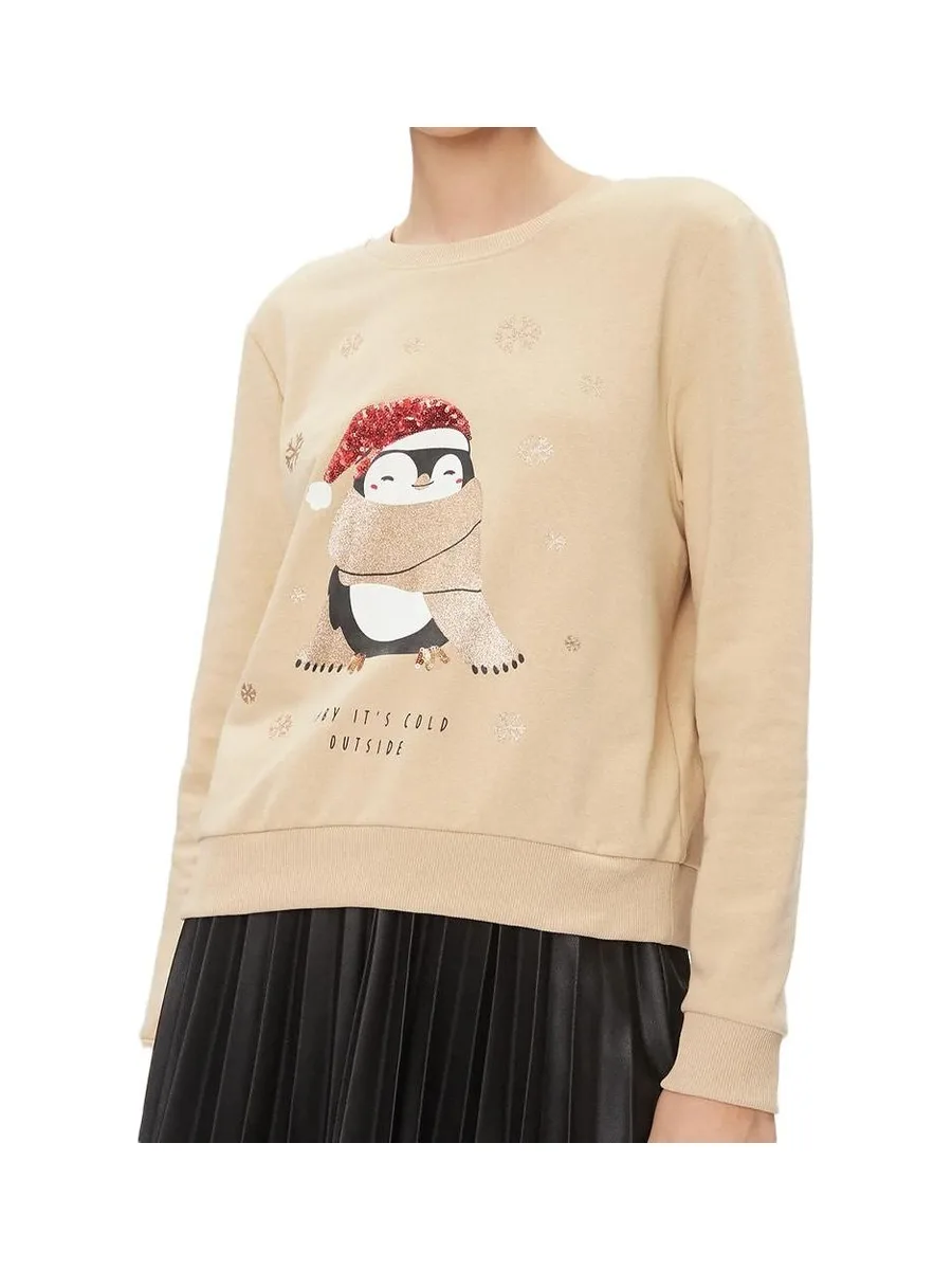 Sweat de Noel Beige Femme Only Onlyda Christmas 2