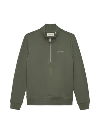 Pull 1/4 de Zip Vert Garçon Calvin Klein Jeans Chest 1