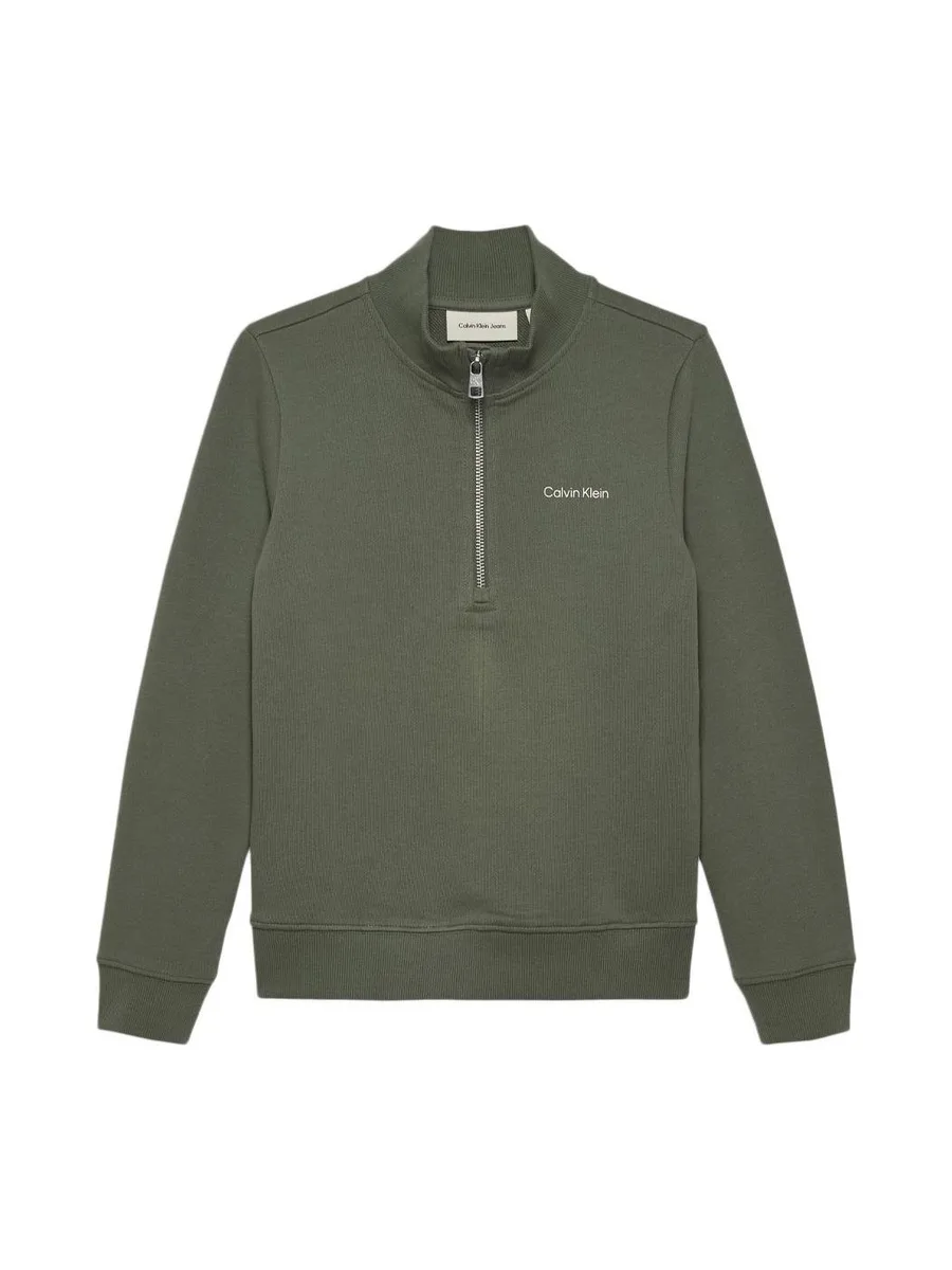 Pull 1/4 de Zip Vert Garçon Calvin Klein Jeans Chest 2