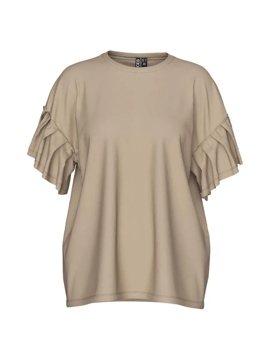 T-shirt Beige Femme Pieces Skylar 2