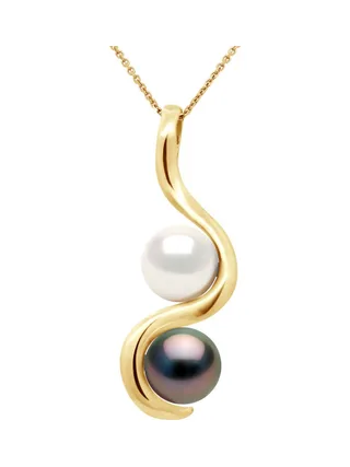 Pendentif Véritables Perles de Tahiti Rondes 8-9 mm — Or Jaune 375 Millièmes 1
