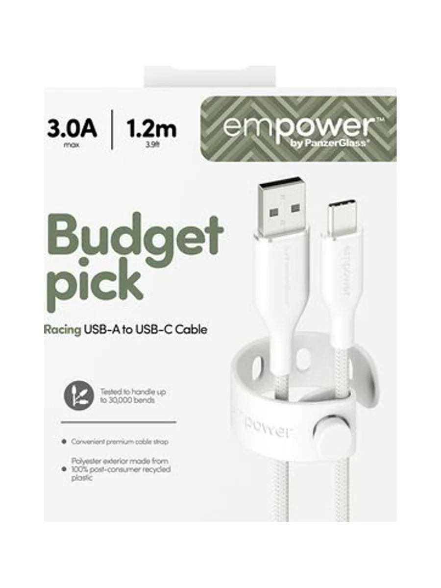 PanzerGlass empower™ by ® Racing 60W USB-A to USB-C Cable | USB 2.0 | 1.2M | Silver White USB cable 3