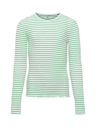 T-Shirt Manches Longues Blanc/Vert Fille Kids ONLY Koggila 1