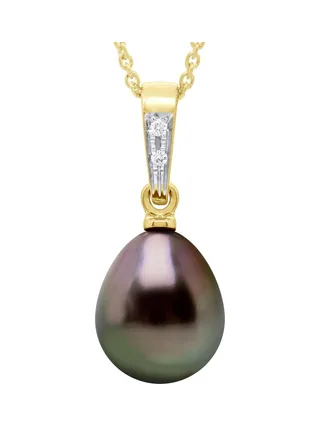 Pendentif Véritable Perle de Tahiti Poire 8-9 mm — Or Jaune 375 Millièmes 1
