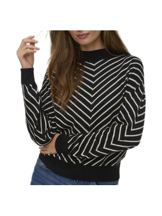 Pull Noir/Beige Femme Vero Moda Capricorn 1