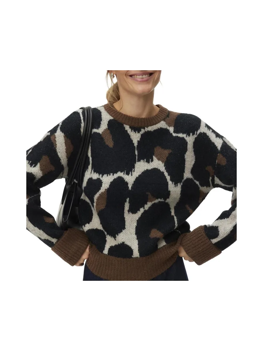 Pull Noir/Marron Femme Vero Moda Leonie 2