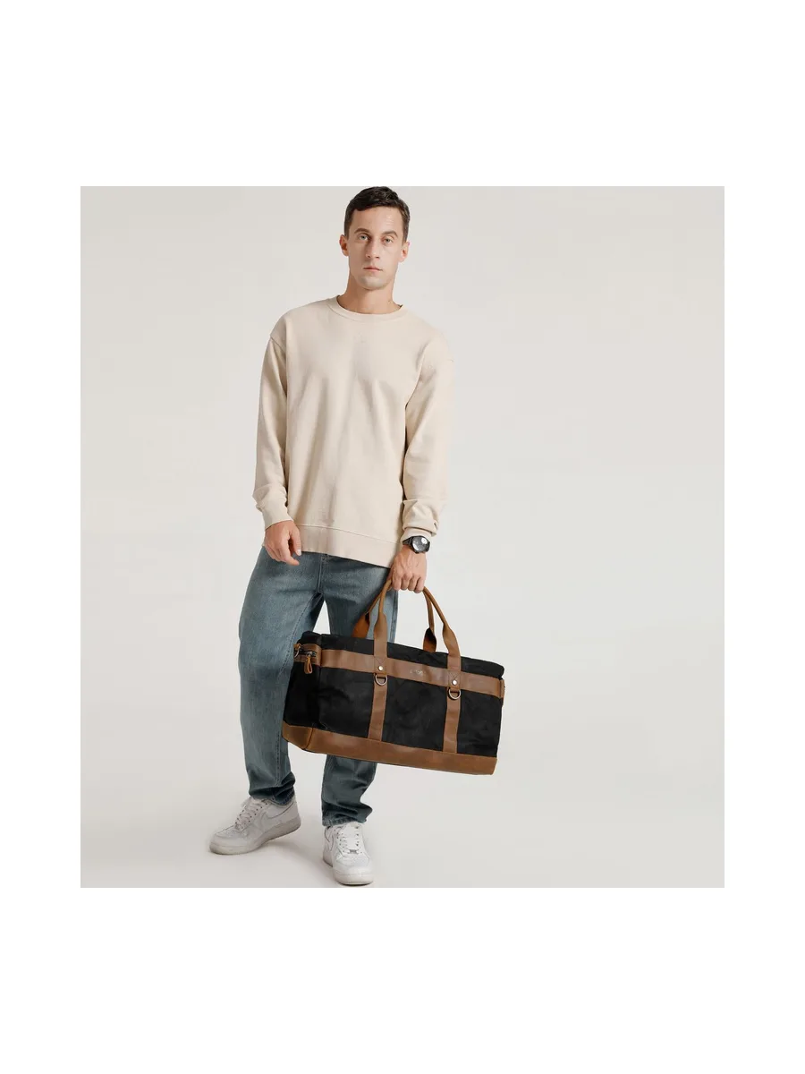 VLAD - Sac de voyage en cuir véritable et toile enduite - Bleu 62