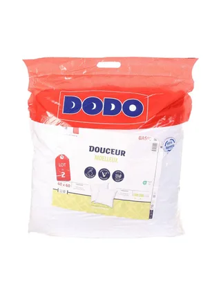 X2 Oreillers Blanc Dodo Moelleux 60x60 1