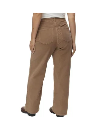 Pantalon en Velours Beige Foncer Femme Vero Moda Curve Corudroy 2