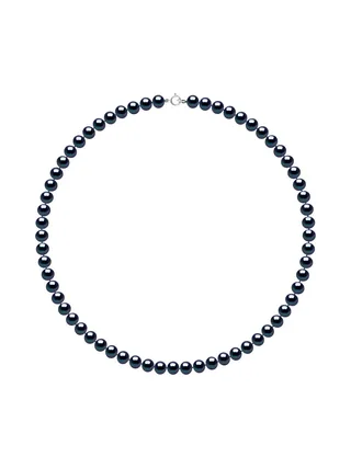 Collier Véritables Perles de Culture d'Eau Douce Semi-Rondes 6-7 mm — Or Blanc 375 Millièmes — 42 cm 1