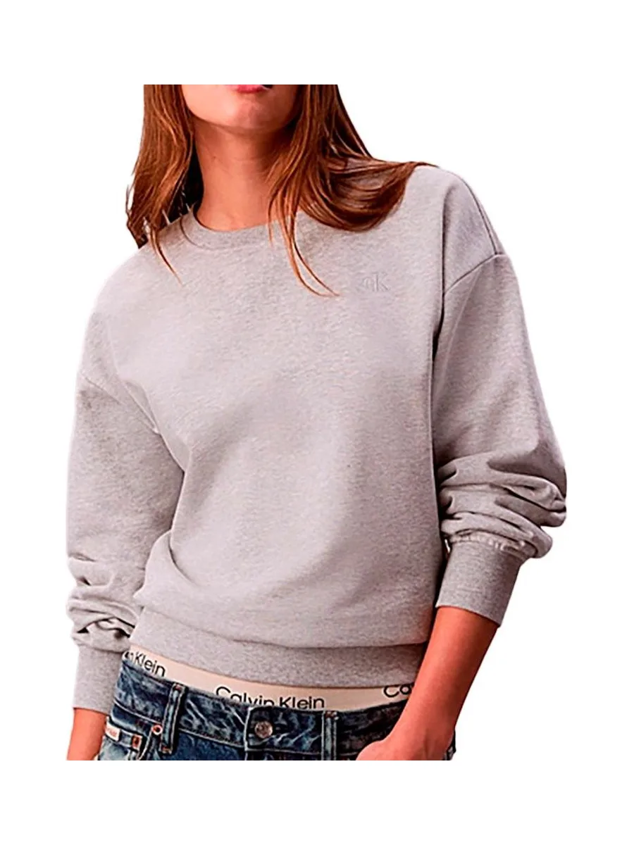 Sweat Gris Femme Calvin Klein Jeans Archive Logo Fren 1