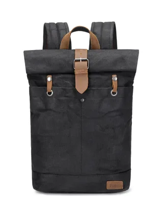 STAN - Sac à dos en cuir véritable et toile enduite - Bleu 25
