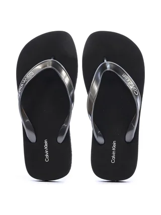 Tongs Noir Femme Calvin Klein Jeans Flip Flop Tpu Metall 3