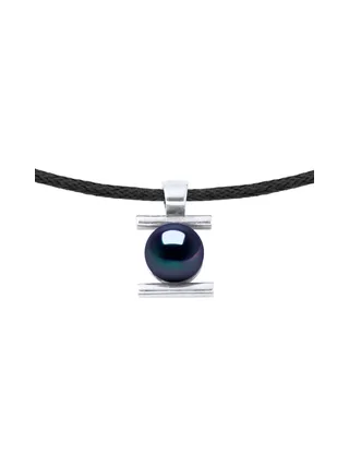 Collier Véritable Perle d'Eau Douce Ronde 9-10 mm — Argent 925 Millièmes Rhodié — 50 cm — Homme 1