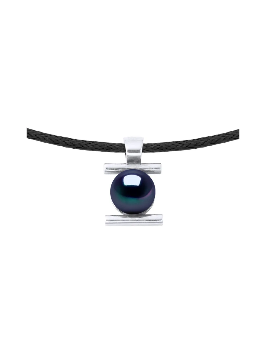 Collier Véritable Perle d'Eau Douce Ronde 9-10 mm — Argent 925 Millièmes Rhodié — 50 cm — Homme 1