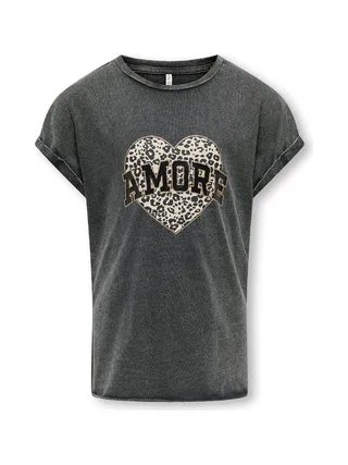 T-shirt Gris Fille Kids ONLY Life Amore 1