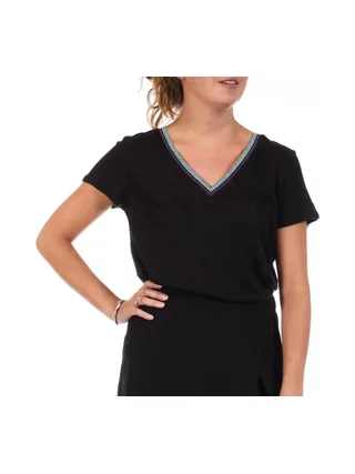 T-shirt Noir Femme FREEMAN PORTER Tonia Linen 1