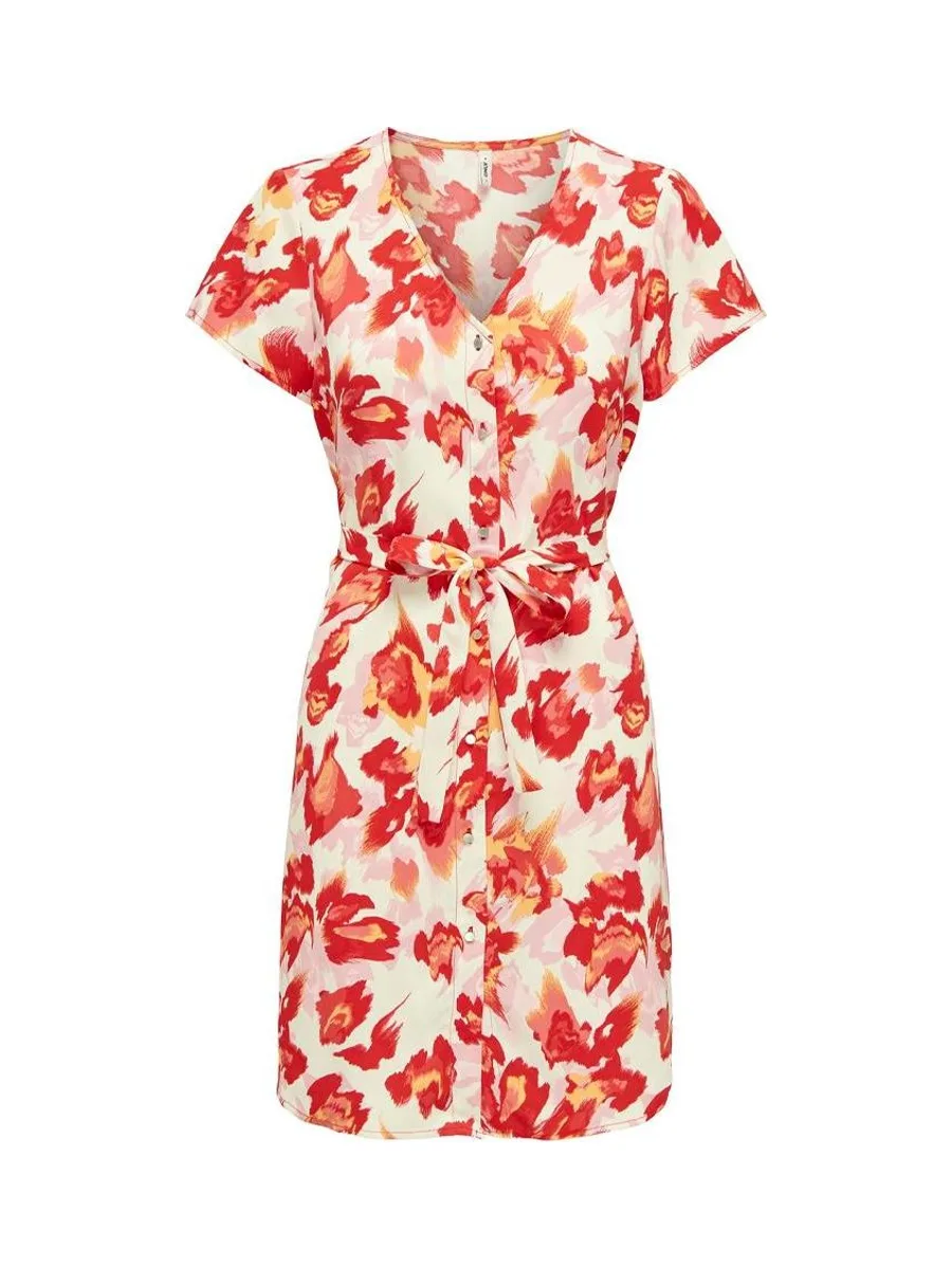 Robe Rouge/Blanc Femme Only Button 2