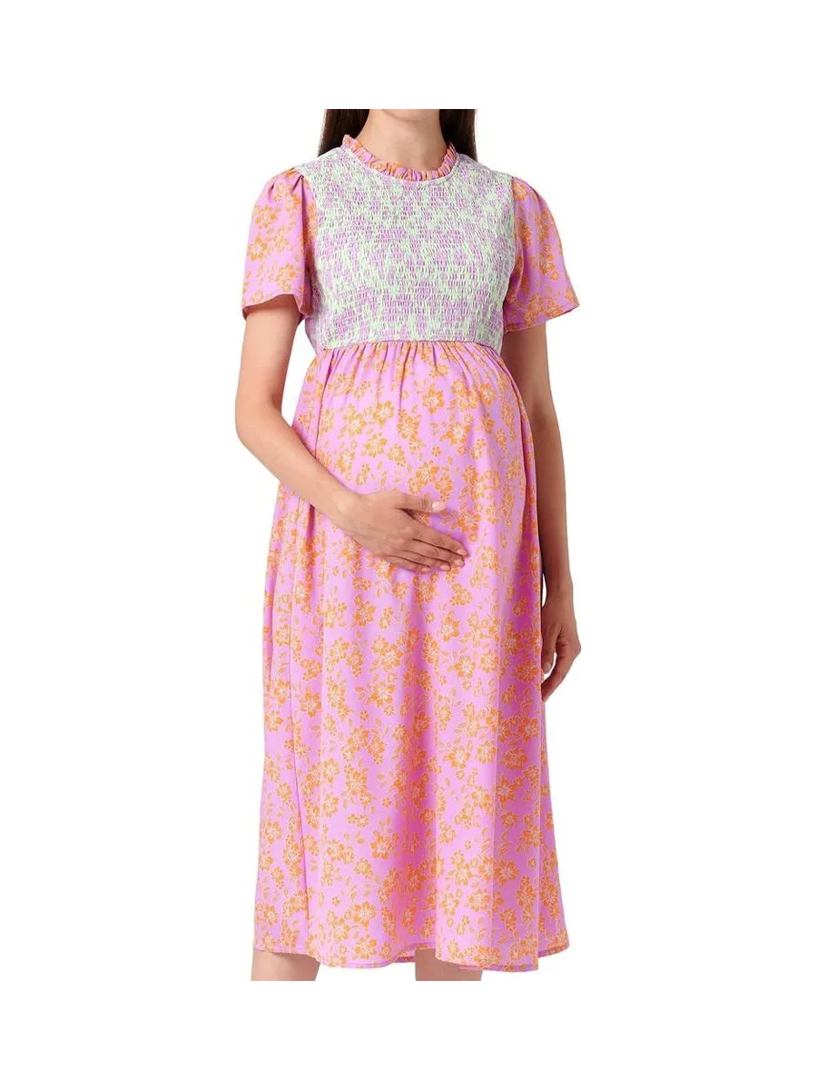 Robe de grossesse Rose/Verte Femme Mamalicious Dante 2