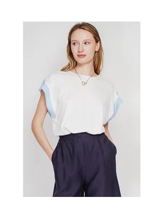 T-shirt col rond coupe oversize manches court avec patte boutons 5
