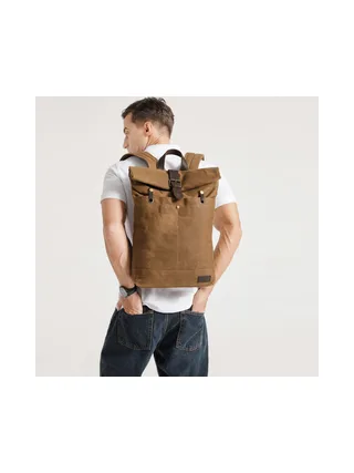 STAN - Sac à dos en cuir véritable et toile enduite - Bleu 10