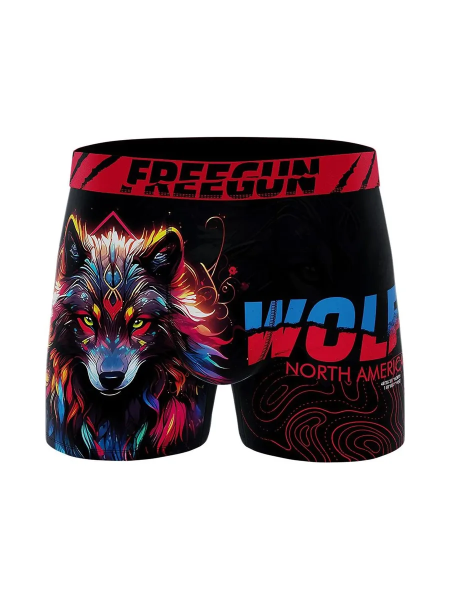 Boxer Noir/Rouge Garçon Freegun Loup 2