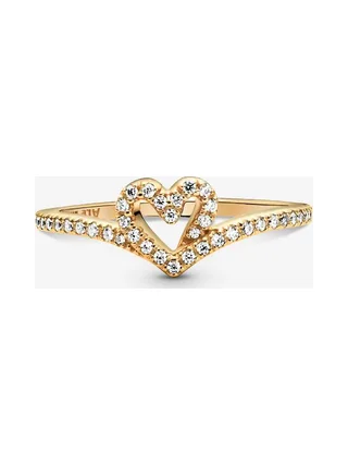 Pandora - Bague Wishbone Heart en plaqué or 14 carats 2