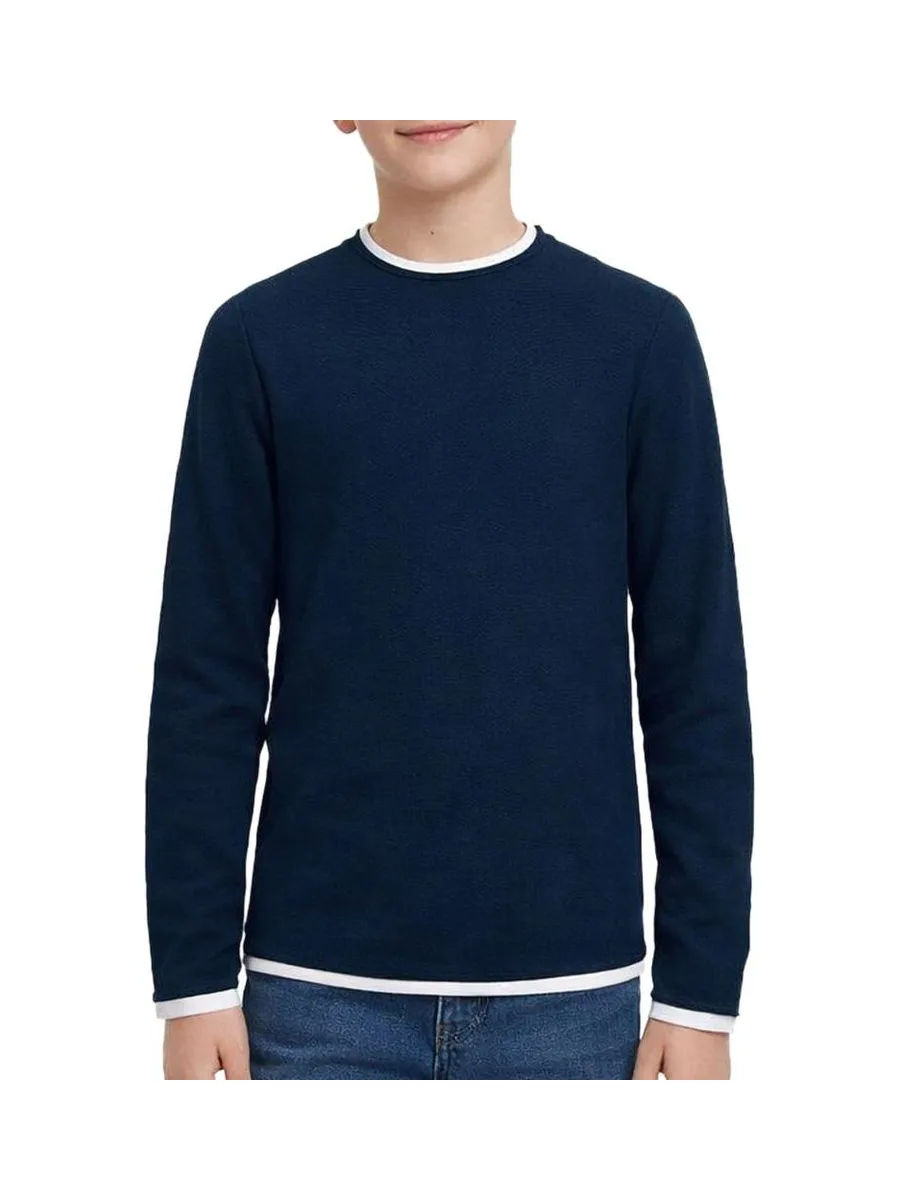 Pull Marine Garçon Jack & Jones Twinn Knit Neck 2