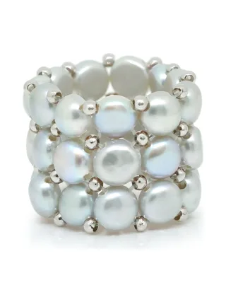 Bague 3 Rangs Véritables Perles d'Eau Douce 4 mm 1