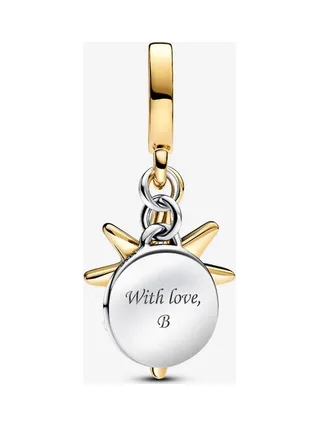 Pandora - Charm Étoile Ngravable 14k gold plated double + rond brilliant lab-grown diamond 2