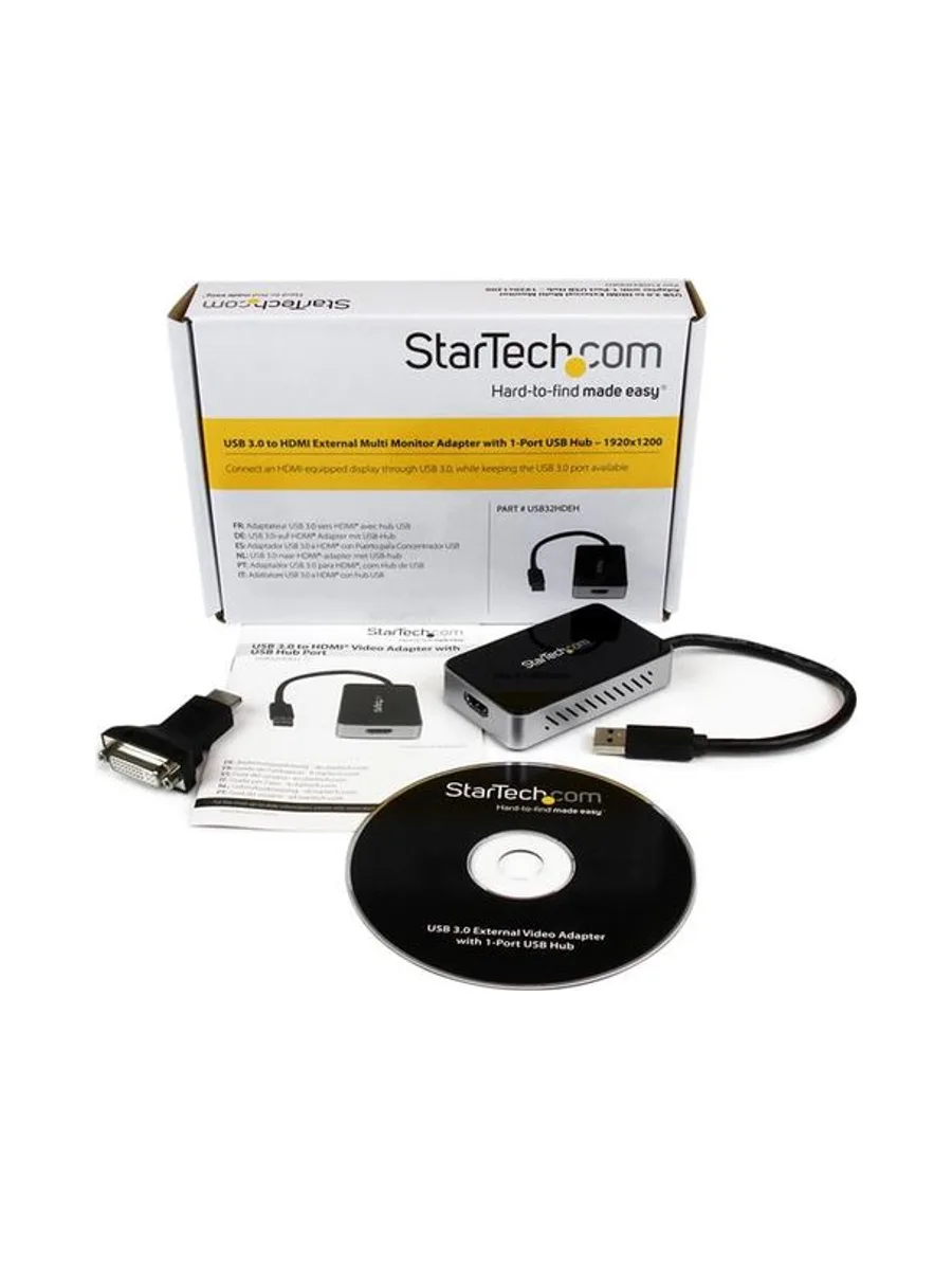 USB 3 to HDMI Adapter w/1-Port USB Hub 5