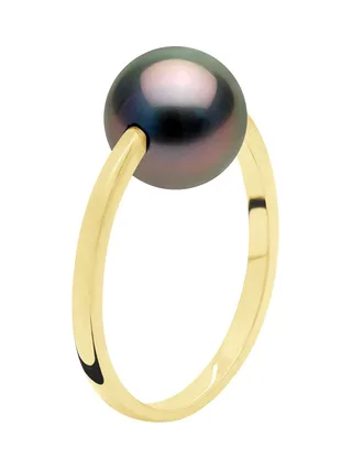 Bague Jonc Véritable Perle de Tahiti Ronde 8-9 mm — Or Jaune 375 Millièmes 2