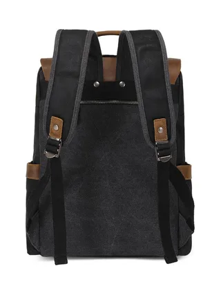 ED - Sac à dos en cuir véritable et toile enduite - Bleu 28