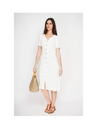 Robe longue boutonnée devant à manche court 5