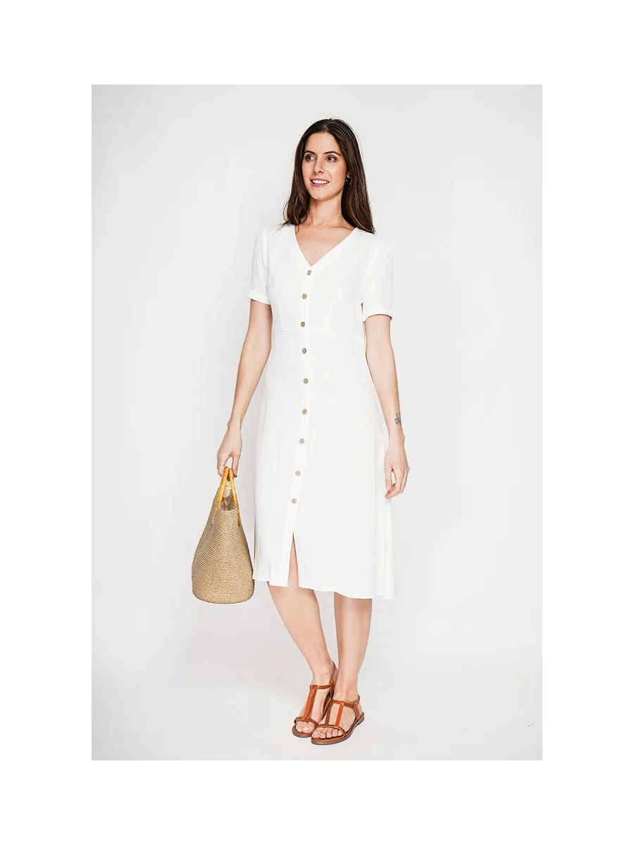 Robe longue boutonnée devant à manche court 17