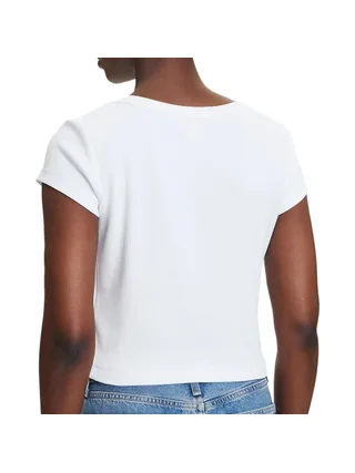 T-Shirt Blanc Femme Calvin Klein Label 2x2 2